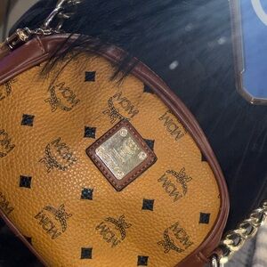 MCM Women's Brown and Tan Crossbody Bag